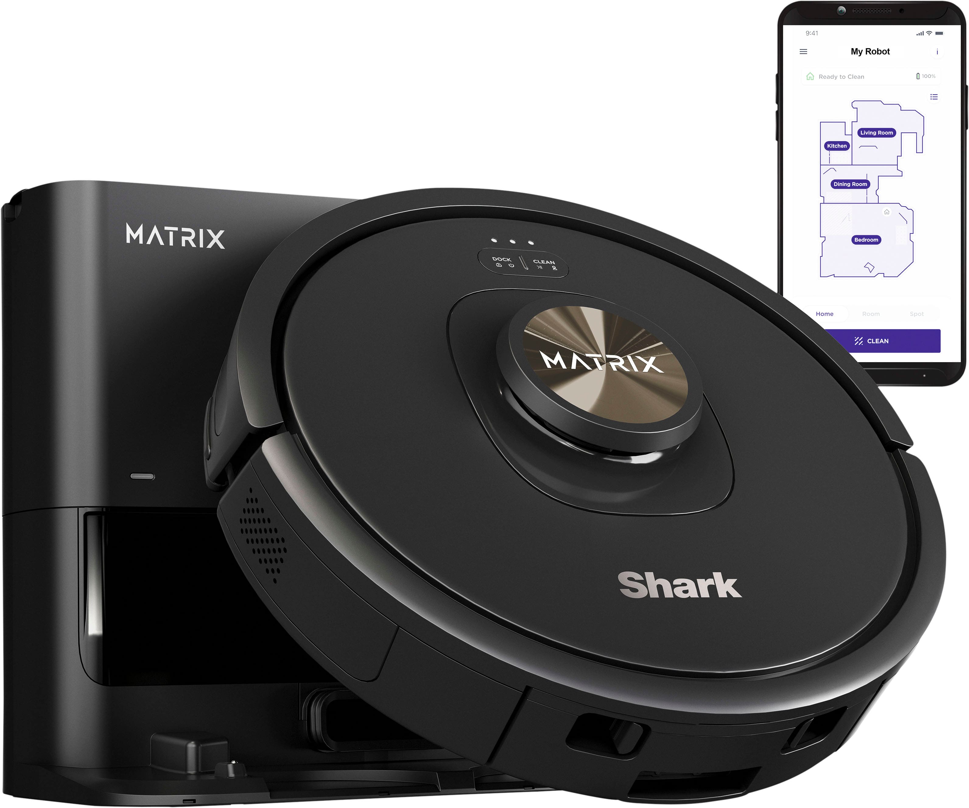 Shark Matrix Robot Vacuum navigating a living room