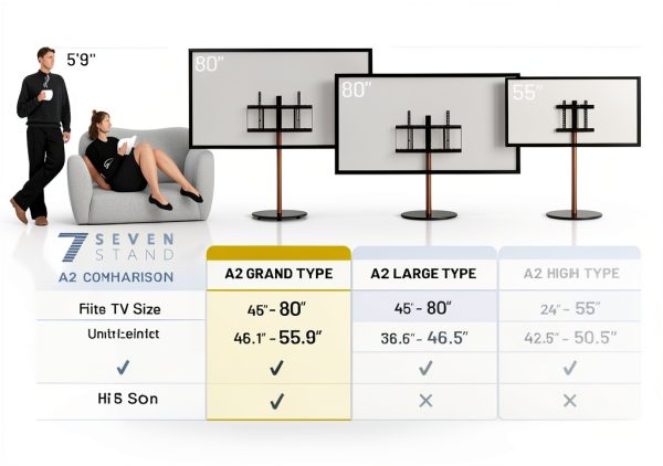 WALL SEVEN STAND A2 Grand Type Rolling TV Stand Large Screen-8