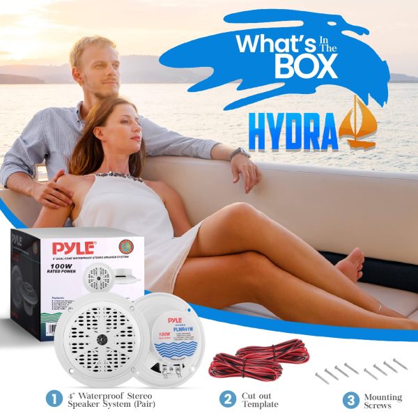 Pyle 4 Inch Dual Marine Speakers Waterproof Outdoor Audio-1