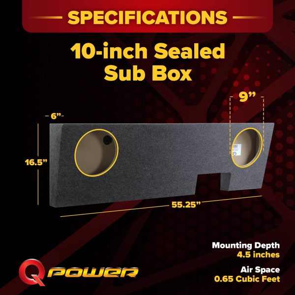 QPower Dual 10 Sealed Sub Box Ford F250 F350 Super Duty-6