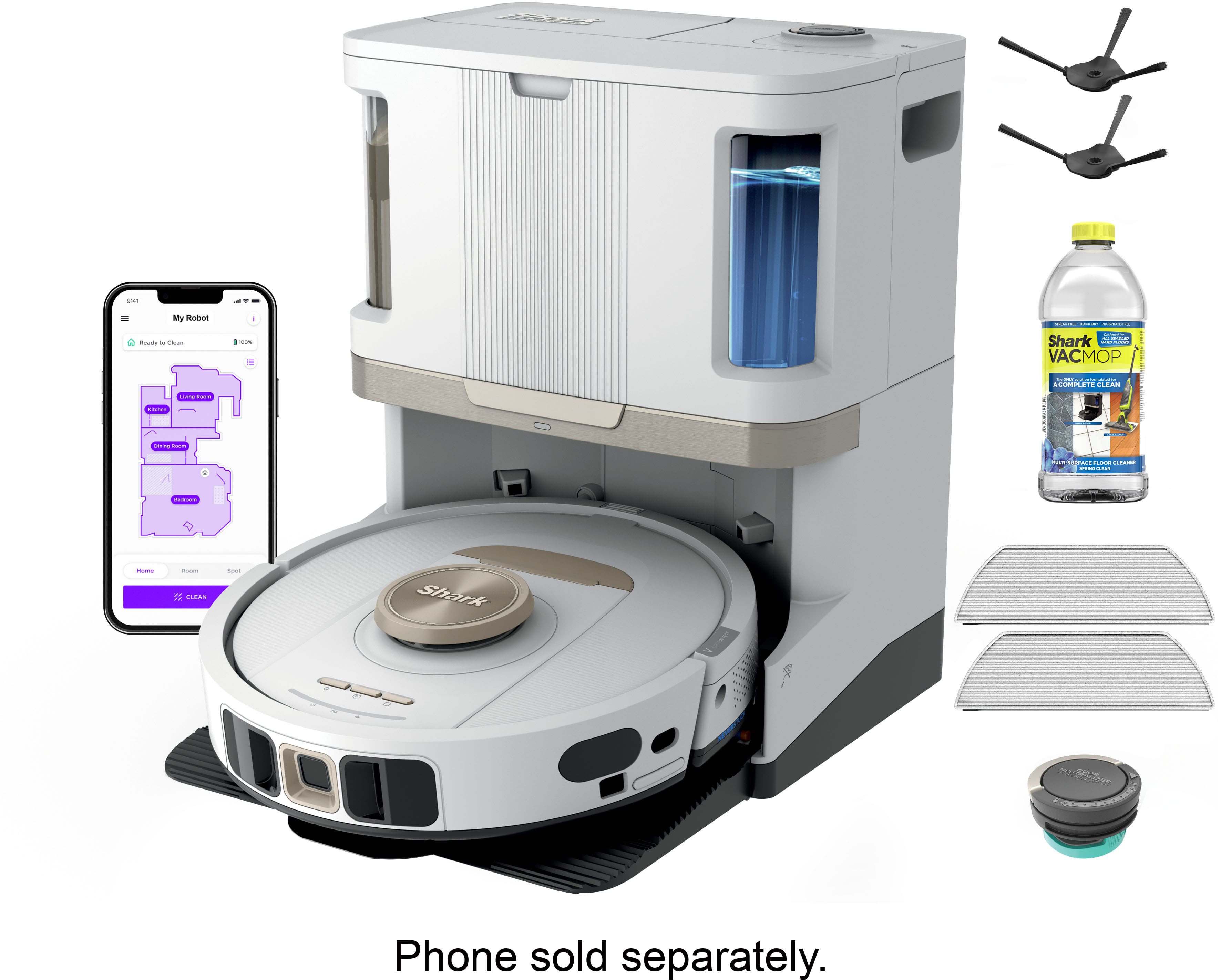 Shark Stratos Robot Vacuum and Mop cleaning a hardwood floor