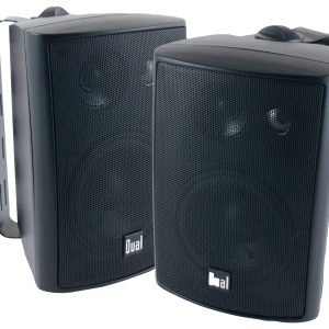 Dual 4 Inch 3 Way Indoor Outdoor Loudspeakers Black Pair-0