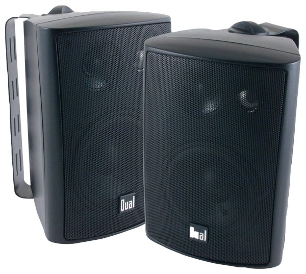 Dual 4 Inch 3 Way Indoor Outdoor Loudspeakers Black Pair-0
