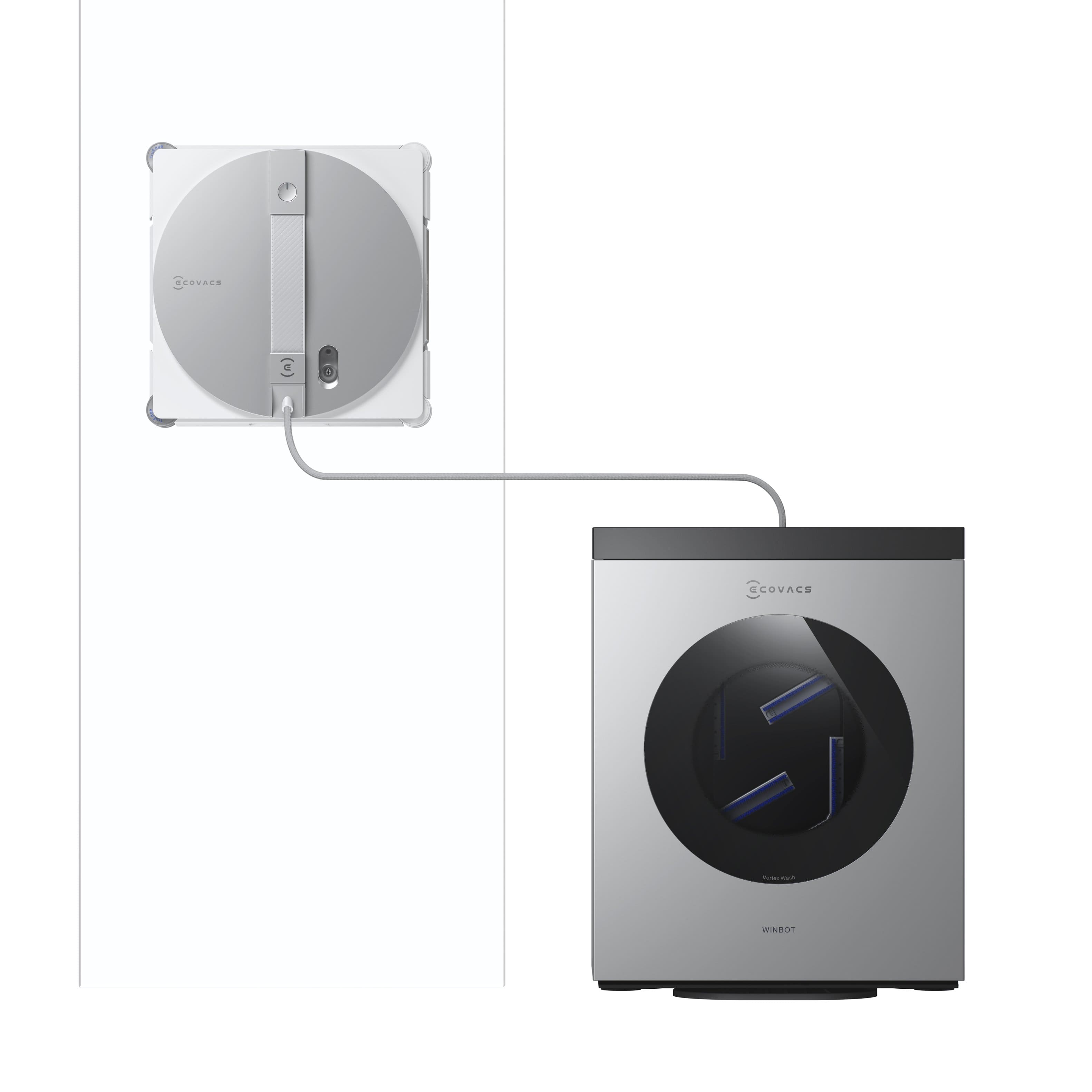 ECOVACS WINBOT W3 OMNI cleaning a large glass window