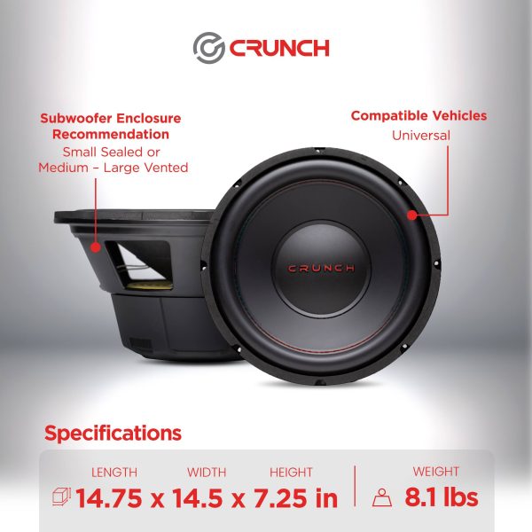 Crunch CRW12D4 12 Inch Car Subwoofer Dual Voice Coil 800W-2