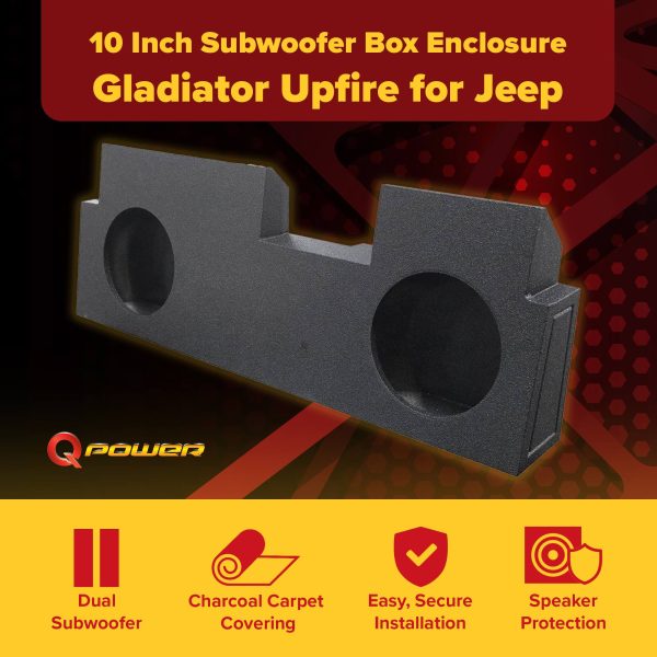 QPower Dual 10 Subwoofer Enclosure Jeep Gladiator Underseat-1