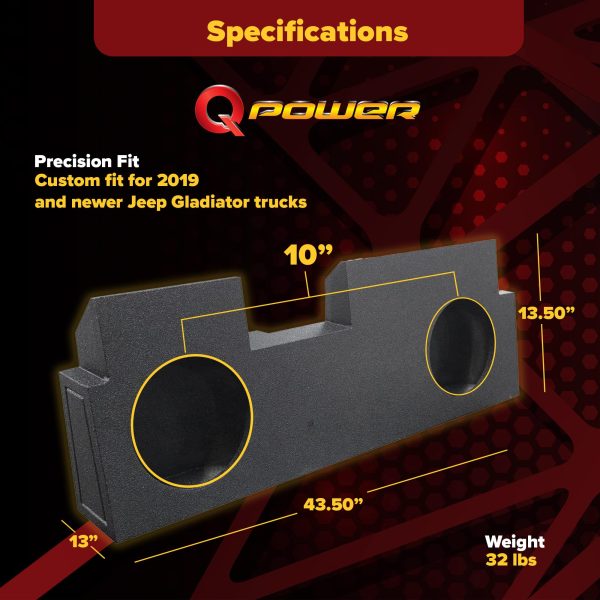 QPower Dual 10 Subwoofer Enclosure Jeep Gladiator Underseat-5