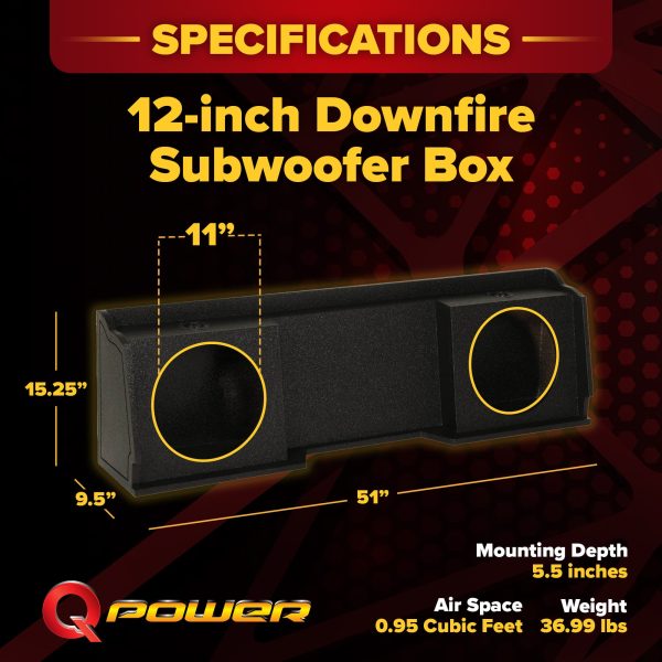 QPower Dual 12 Sub Box Chevy Silverado GMC Sierra XCab-6
