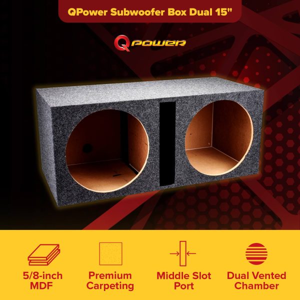 QPower Dual 15 Inch Vented MDF Subwoofer Sub Box Enclosure-1