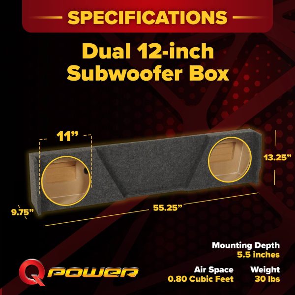 QPower Dual 12 Sub Box Chevy Silverado GMC Sierra XCab-6