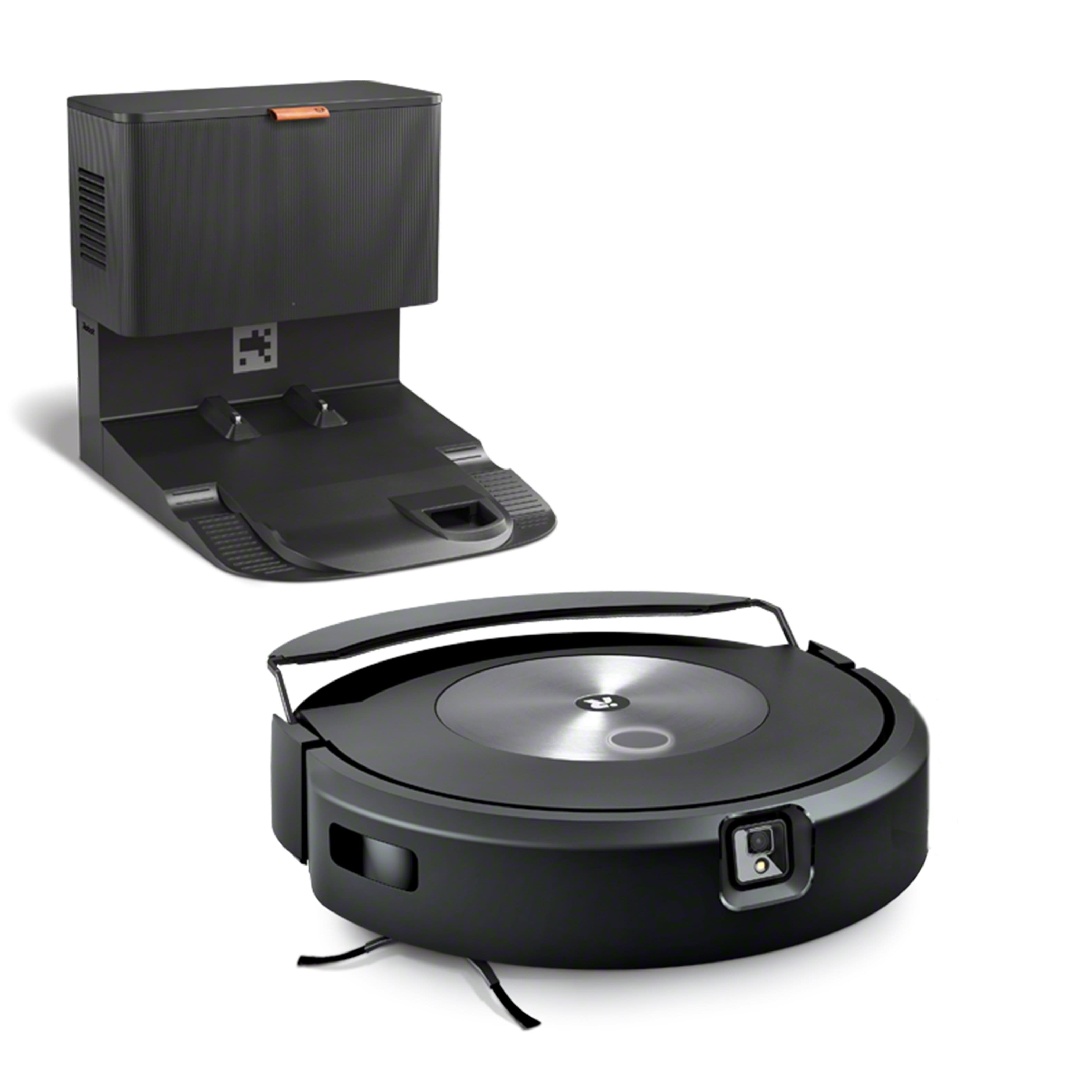 'iRobot Roomba Combo j7+ robot vacuum and mop cleaning a hardwood floor'