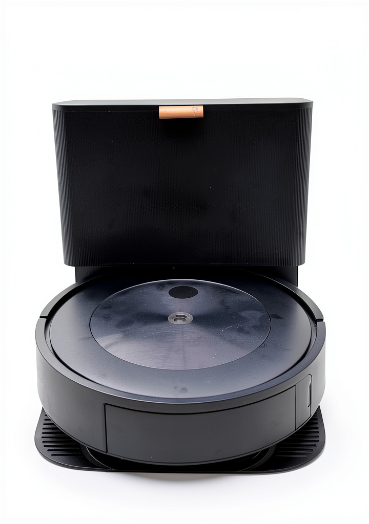 iRobot Roomba j8+ robot vacuum on a hardwood floor