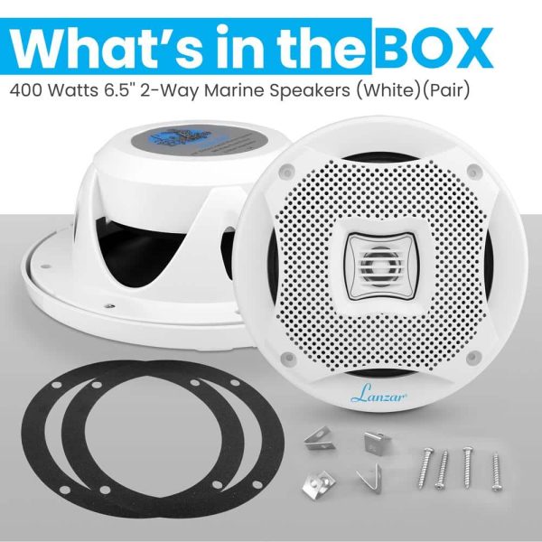 Pyle Lanzar 6.5 Waterproof Marine Speakers 400 Watt-6