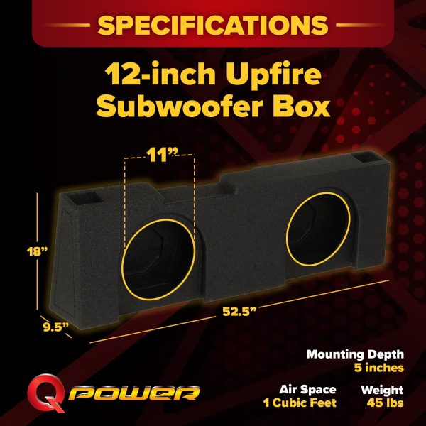 QPower Dual 12 Sub Box Chevy Silverado GMC Sierra Crew Cab-6
