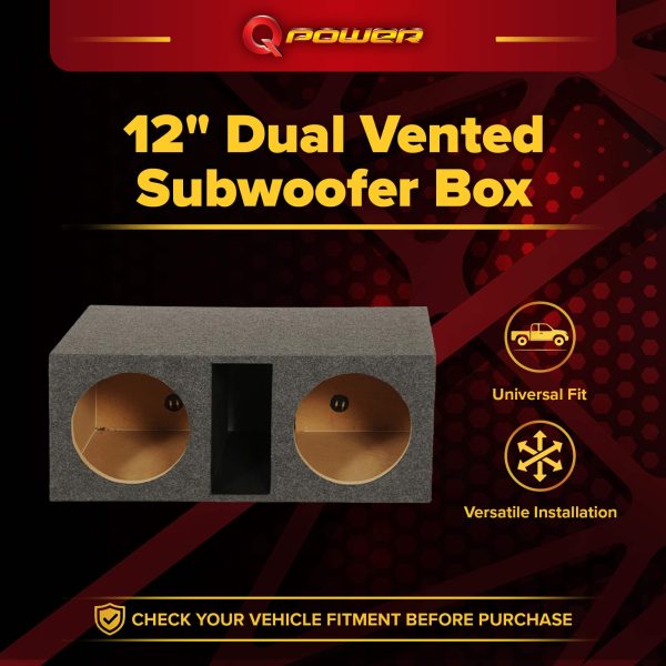 Q Power Dual 12 Vented Subwoofer Box Heavy Duty Bass-1
