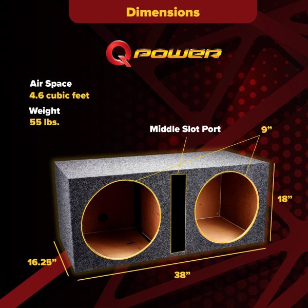 QPower Dual 15 Inch Vented MDF Subwoofer Sub Box Enclosure-8