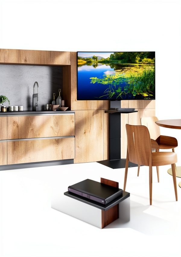 V3 SW TV Stand Universal Swivel Floor Mount Satin Black-6
